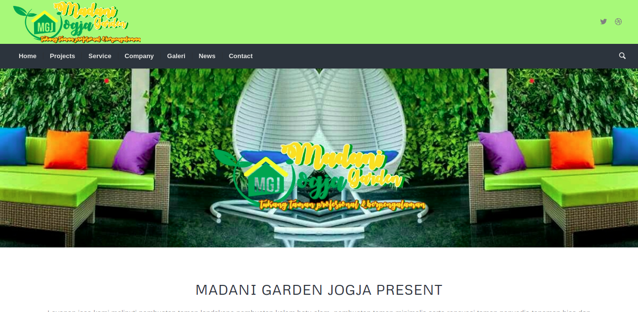 Tampak situs website dari jasa taman Madani Garden, foto: screenshots