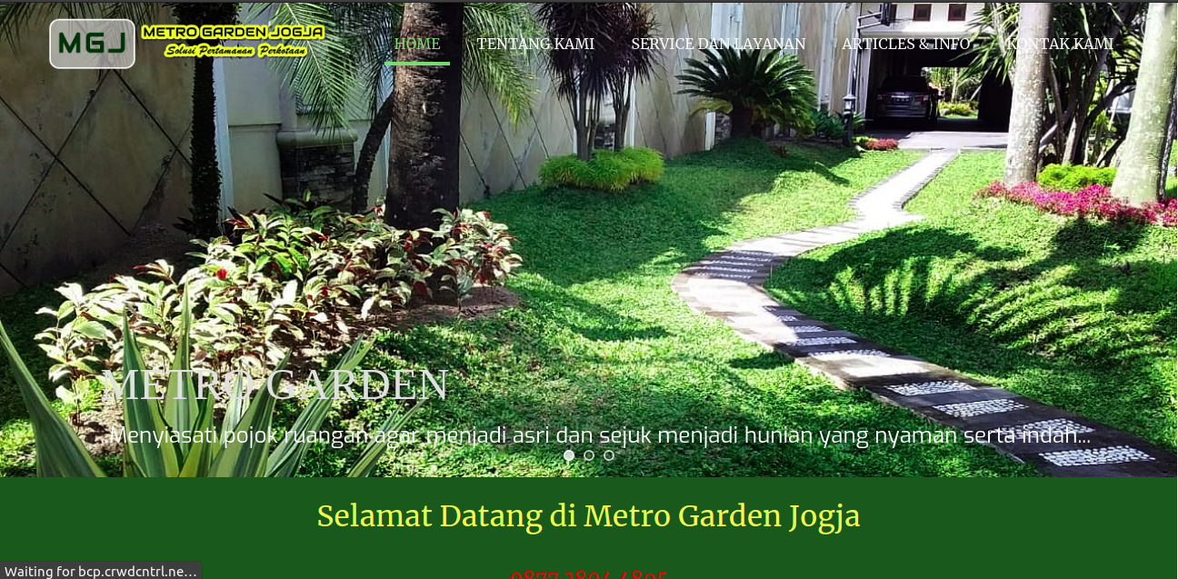 Tampak situs website dari jasa taman Metro Garden Jogja, foto: screenshots