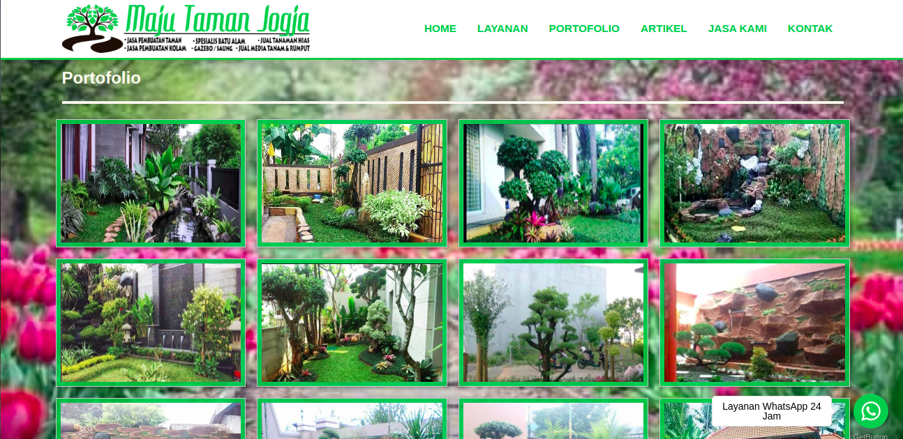 Tampak situs website dari jasa taman Maju Taman Jogja, foto: screenshots