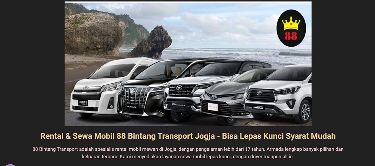 Rental mobil 88 Bintang Transport, Sumber: 88bintangtransport.net