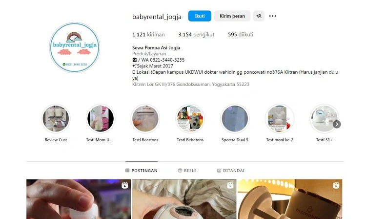 Baby rental Jogja, Sumber: instagram @babyrental_jogja