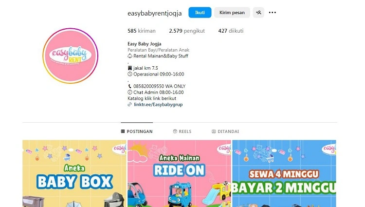 Easy Baby Rent Jogja, Sumber: instagram @easybabyrentjogja