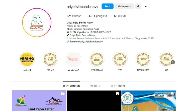 Griya Fisio Bunda Novy , Sumber: instagram @griyafisiobundanovy
