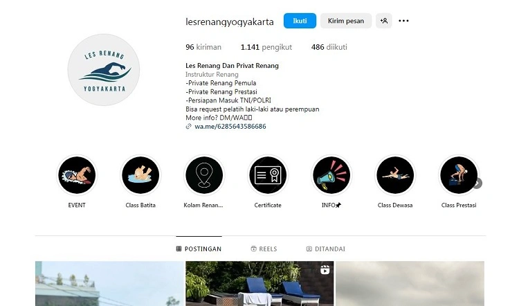 Les renang Yogyakarta, Sumber: instagram @lesrenangyogyakarta
