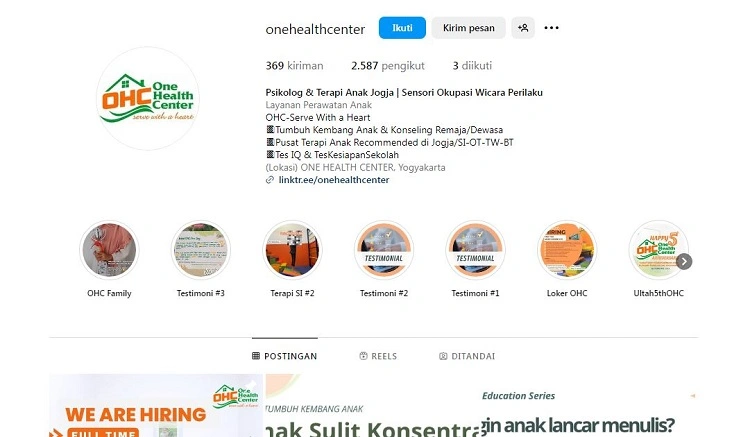 One Health Center, Sumber: instagram @onehealthcenter