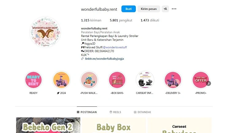 Wonderful Baby Rental, Sumber: instagram @wonderfulbaby.rent