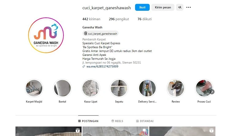 Cuci karpet Ganesha Wash, Sumber: instagram @cuci_karpet_ganeshawash
