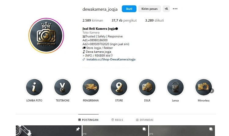 Dewa Kamera Jogja, Sumber: instagram @dewakamera_jogja