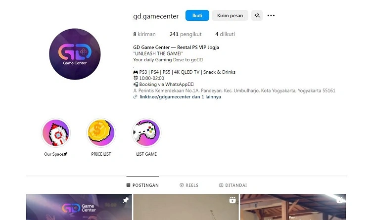 GD Game Center, Sumber: instagram @gd.gamecenter