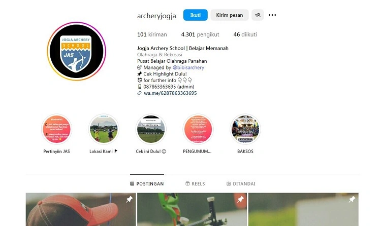 Jogja Archery School, Sumber: instagram @archeryjogja