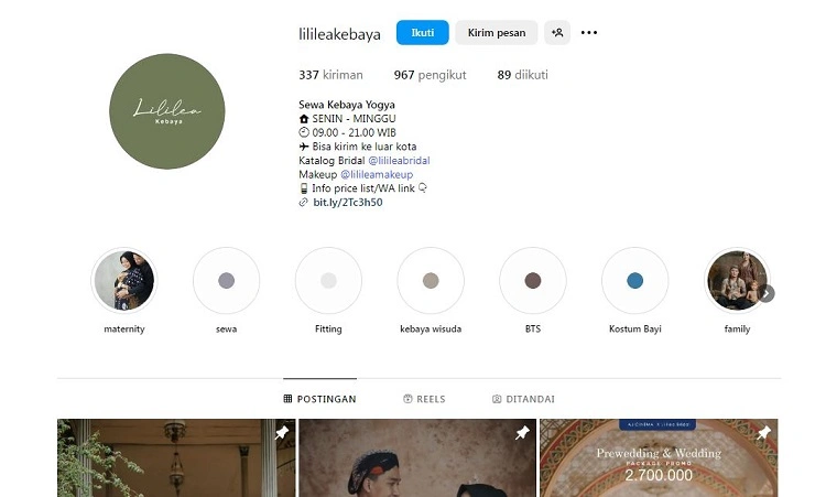 Lililea Bridal & Kebaya, Sumber: instagram @lilileakebaya