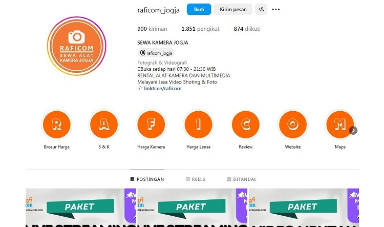 Raficom Rental Kamera, Sumber: instagram @raficom