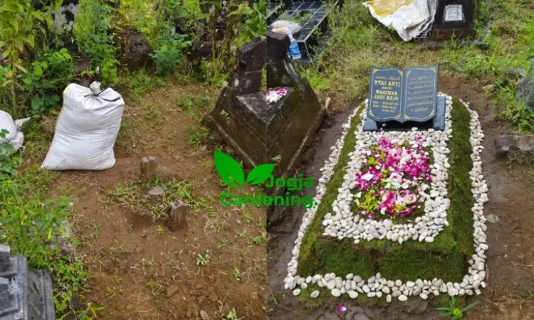 Jasa pasang rumput makam, Sumber: jogjagardening.com